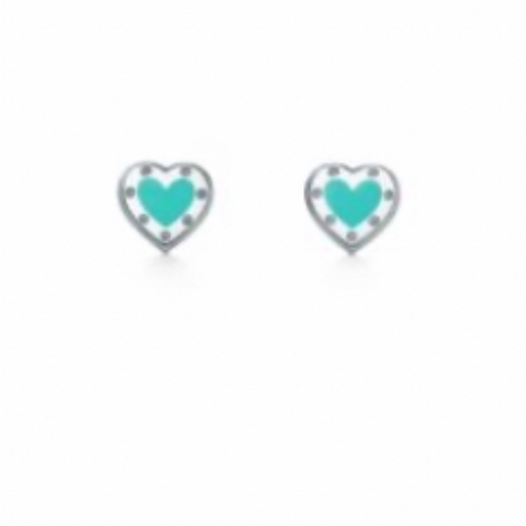Tiffany & Co. Jewelry - Return to Tiffany® & Co Love heart earrings in silver with enamel finish, mini.